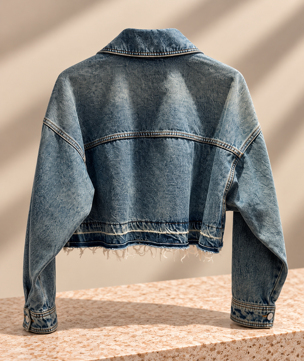 Veste en jean court délavé