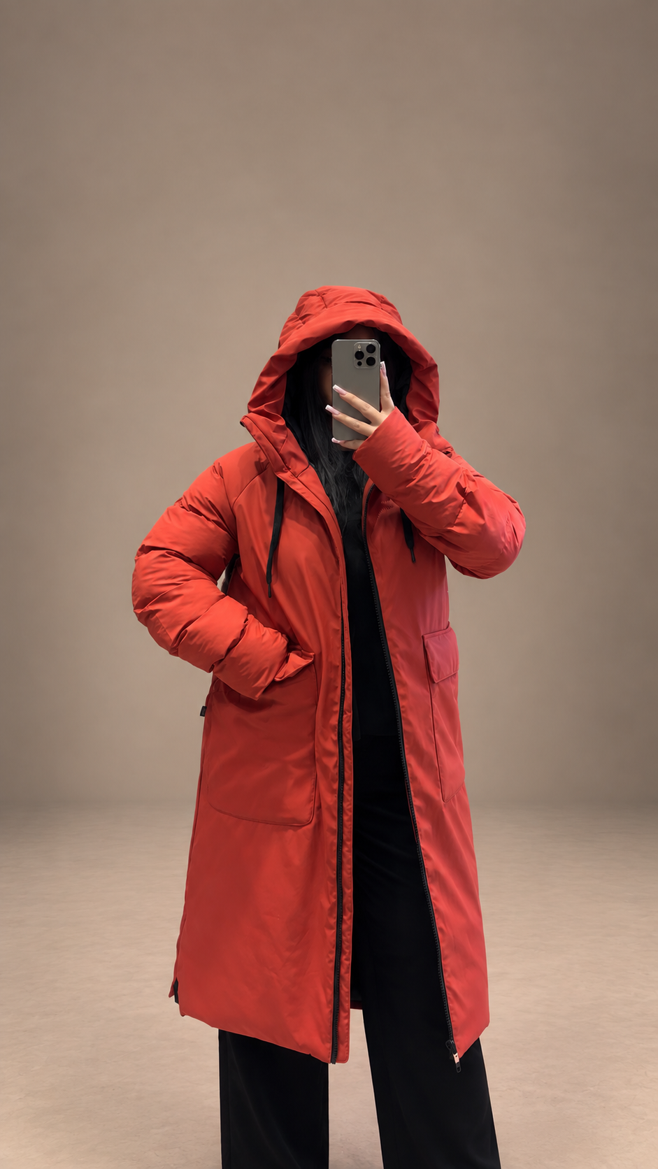 Doudoune longue Rime Red Ochre