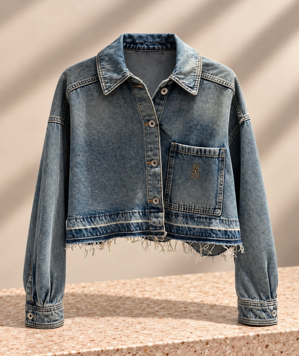 Veste en jean court délavé