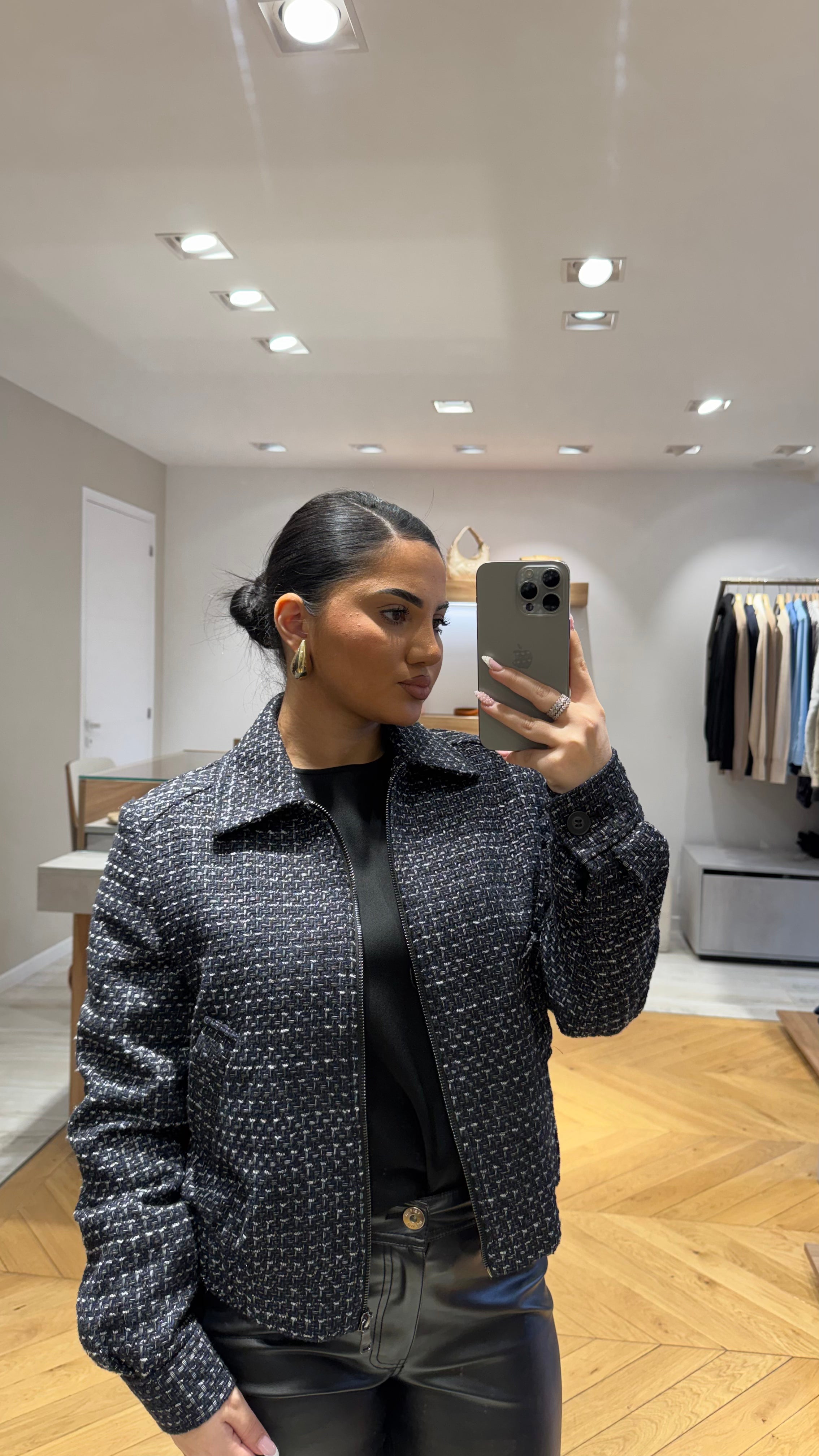 Veste Midnight en tweed bleu